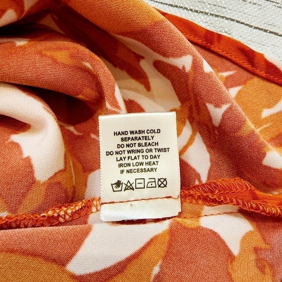 Nwt August 1 Eight Cowl Neck Floral Orange Leaf Print Blouse Size XS - Picture 7 of 8